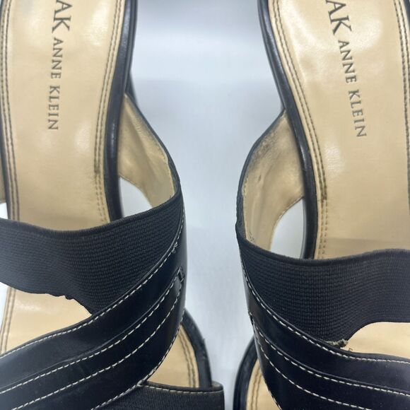 Anne Klein Machemist Stretch Sandal 8.5M Black Leather - Picture 8 of 10